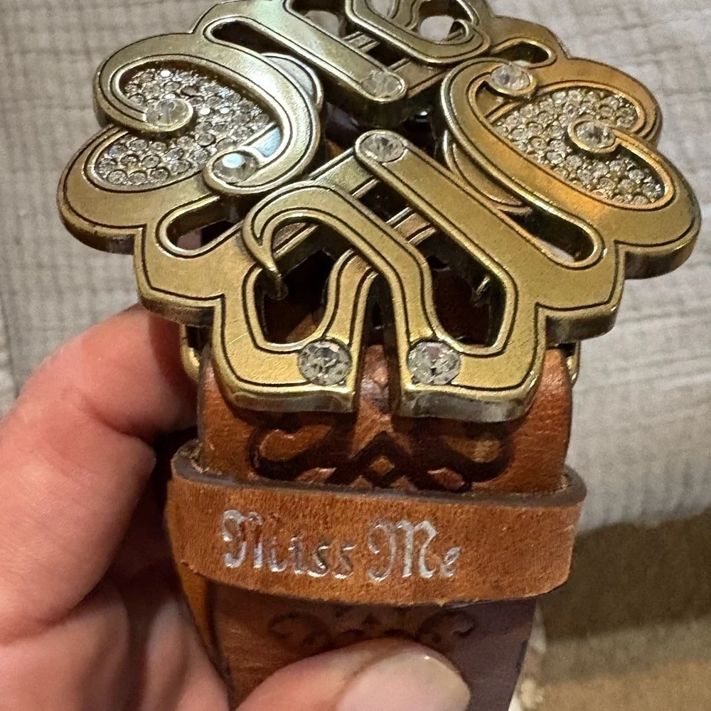 Miss Me studded leather belt 44”